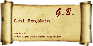 Gubi Benjámin névjegykártya